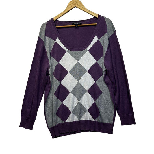 Capture Purple Argyle Cotton Jumper - Size 18/48