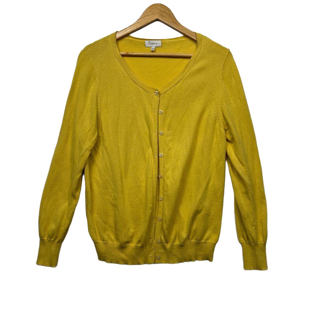 Capture Yellow Cotton Long Sleeve Cardigan - Size L