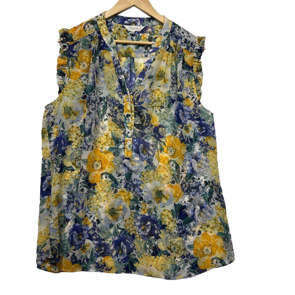 Capture Yellow Floral Blouse - Size 18