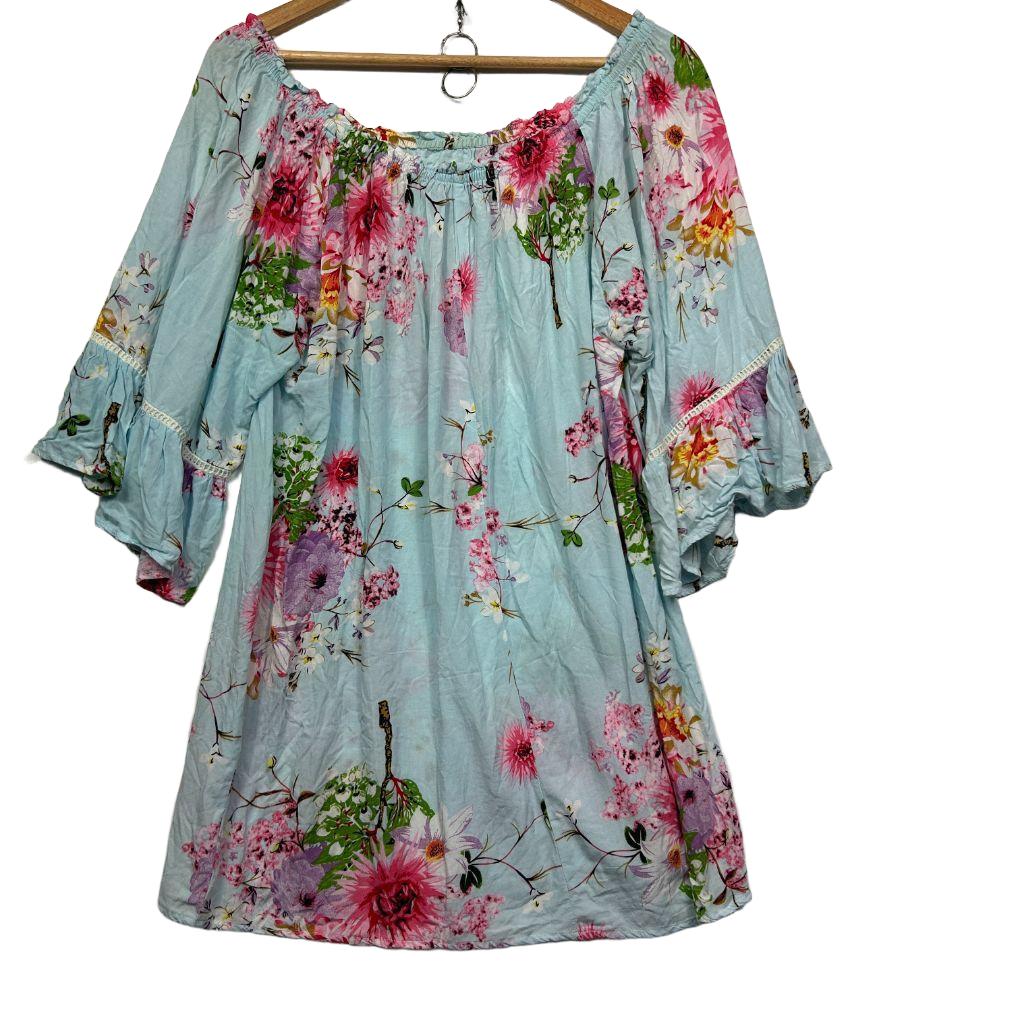 Carolina Morgan Blue Floral Top - Size 14/16