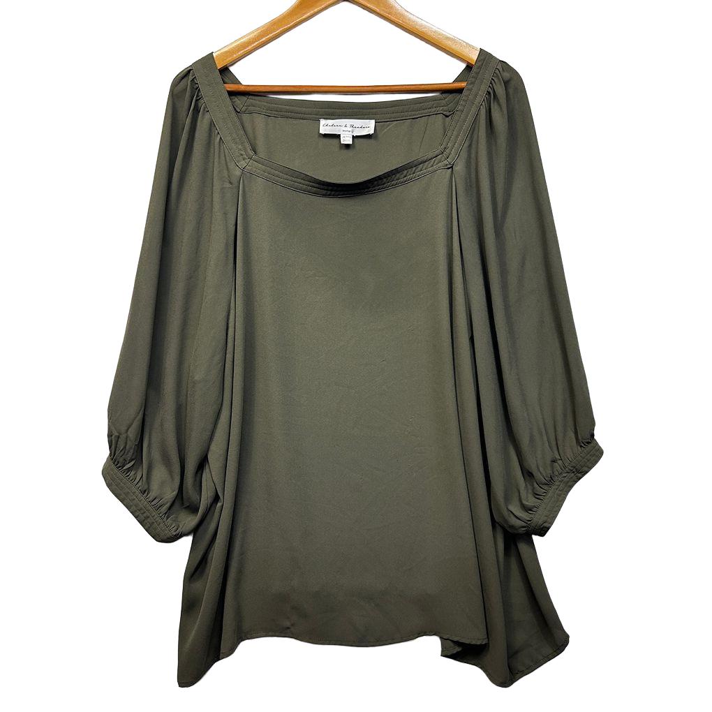 Chelsea & Theodore Olive Top - Size 3X