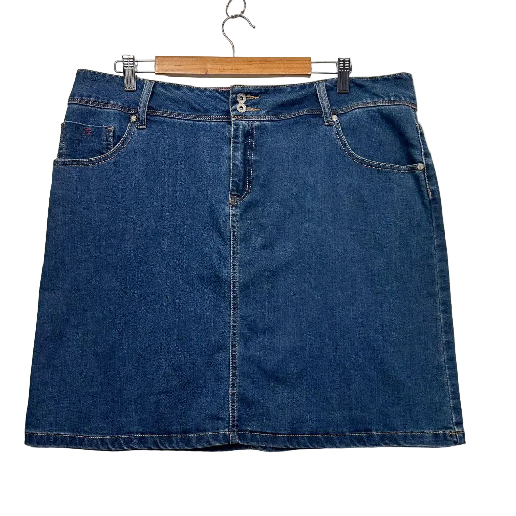 Girl Express Blue Denim Cotton Skirt - Size 18