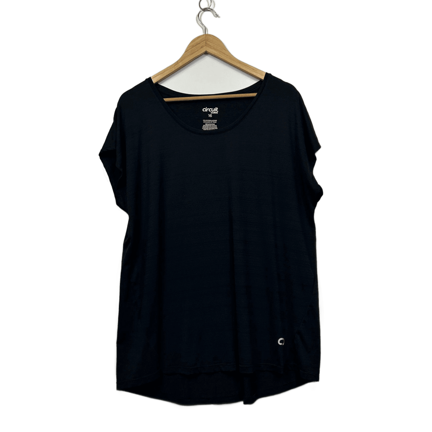 Circuit Curve Black Short Sleeve Activewear Top Size 16