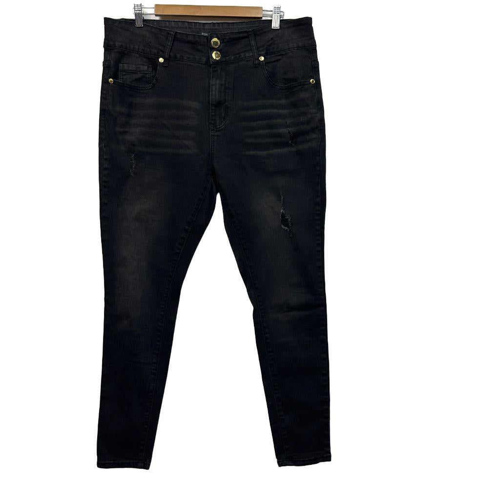 City Chic Asna High Rise Ankle Black Jeans - Size 14