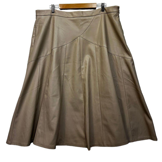 City Chic Beige Plus Size Faux Leather Skirt - Size L/20