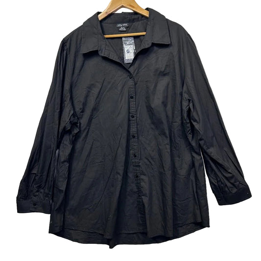 City Chic Black Button Up Long Sleeve Shirt - Size 24/XXL