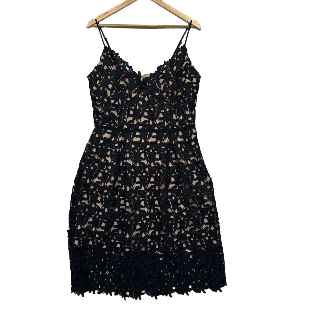 City Chic Black Cotton Crochet Dress - Size 14/XS