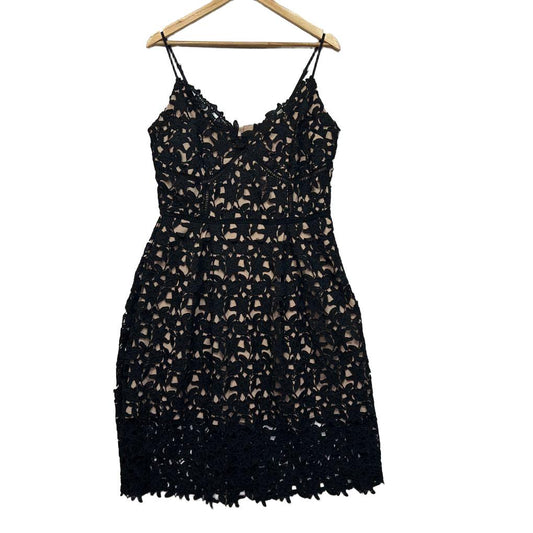 City Chic Black Cotton Crochet Dress - Size 14/XS