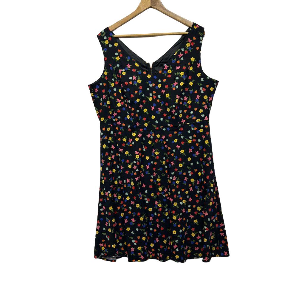 City Chic Black Cotton Dress - Size 18/M