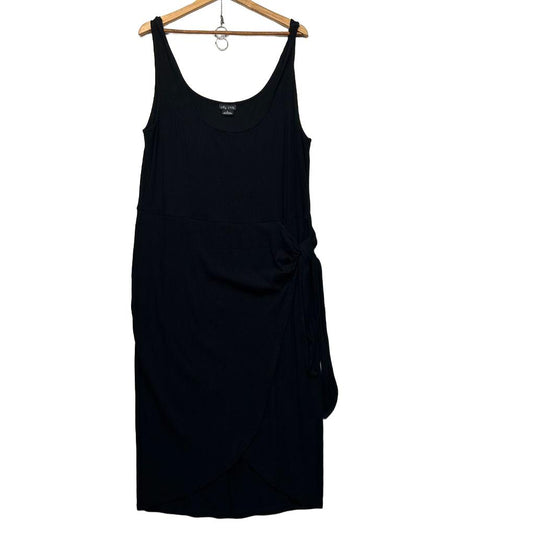 City Chic Black Faux Wrap Dress - Size 18/M