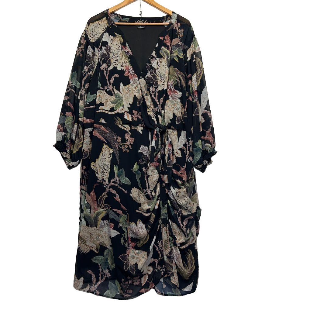 City Chic Black Floral Dress - Size 20/L