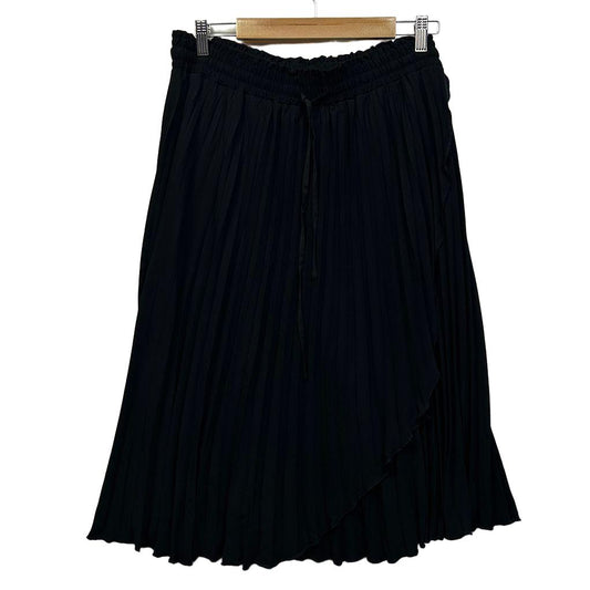 City Chic Black Plus Size Pleated Midi Skirt - Size M/18