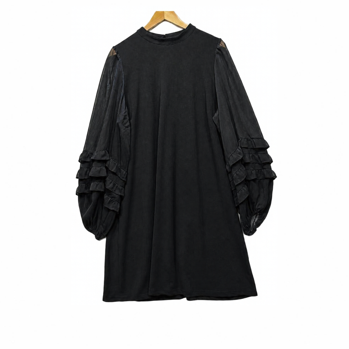 City Chic Black Plus Size Ruffle Sleeve Long Sleeve Dress - Size M/18
