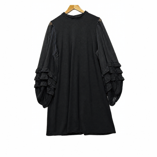 City Chic Black Plus Size Ruffle Sleeve Long Sleeve Dress - Size M/18