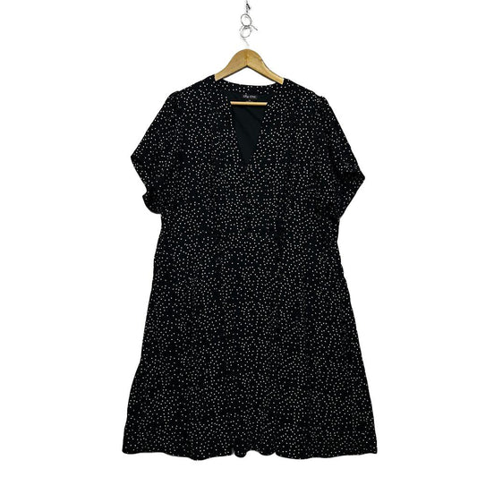 City Chic Black Plus Size Spot Dress - Size XL/22