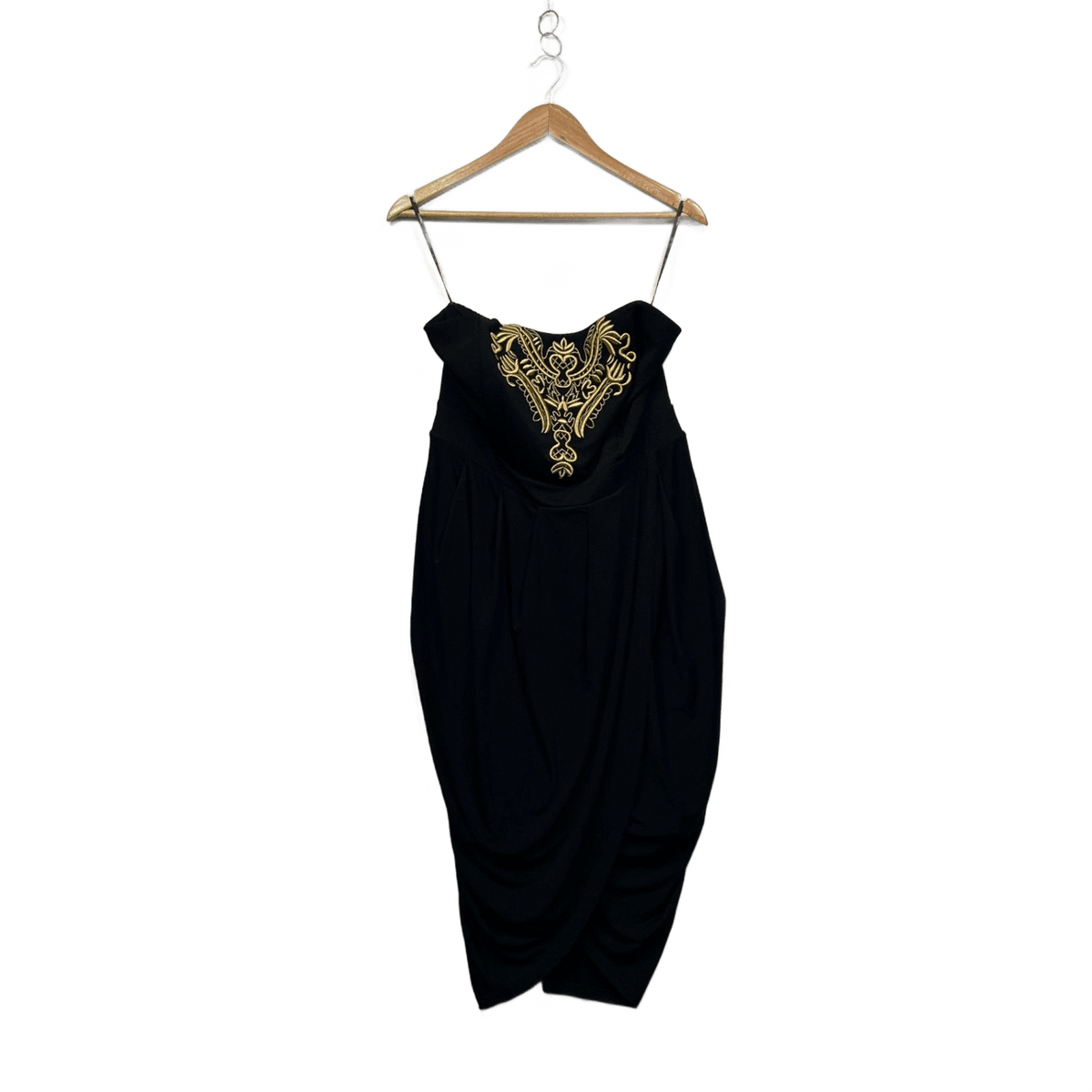 City Chic Black Plus Size Strapless Embroidered Dress - Size 16