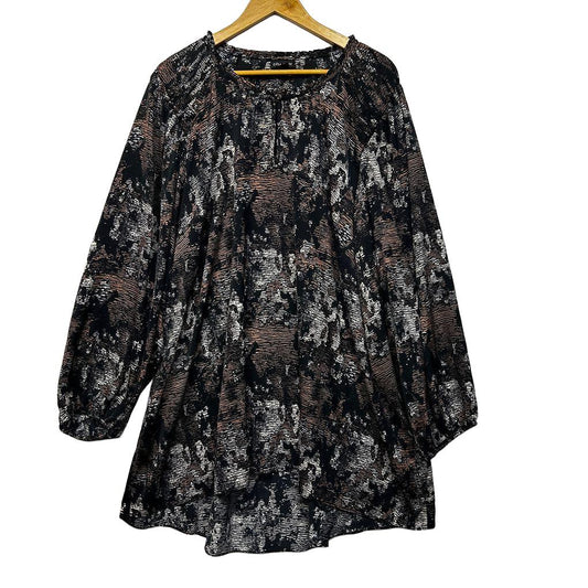 City Chic Black Printed Top - Size 24/XXL