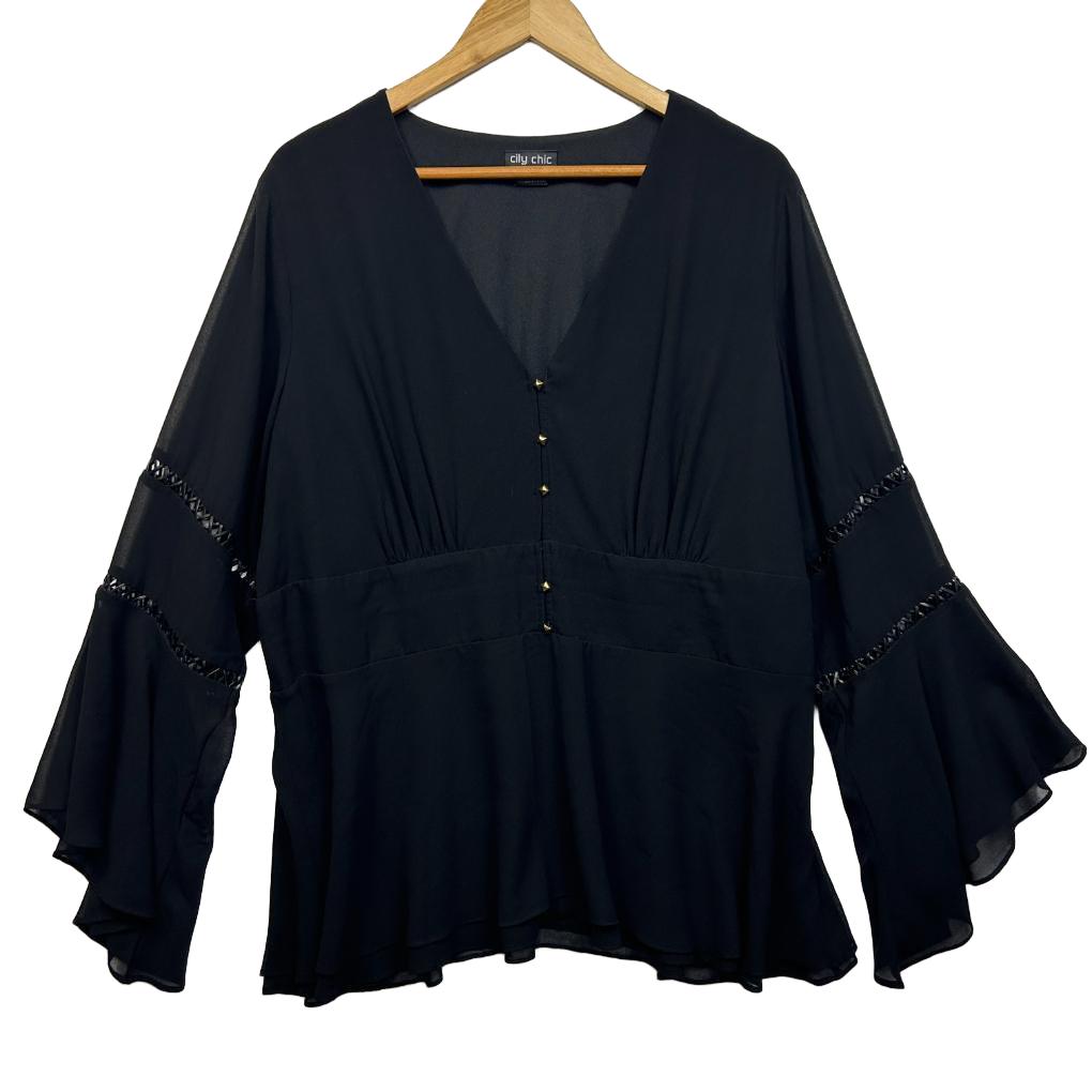 City Chic Black Top - Size 20/L