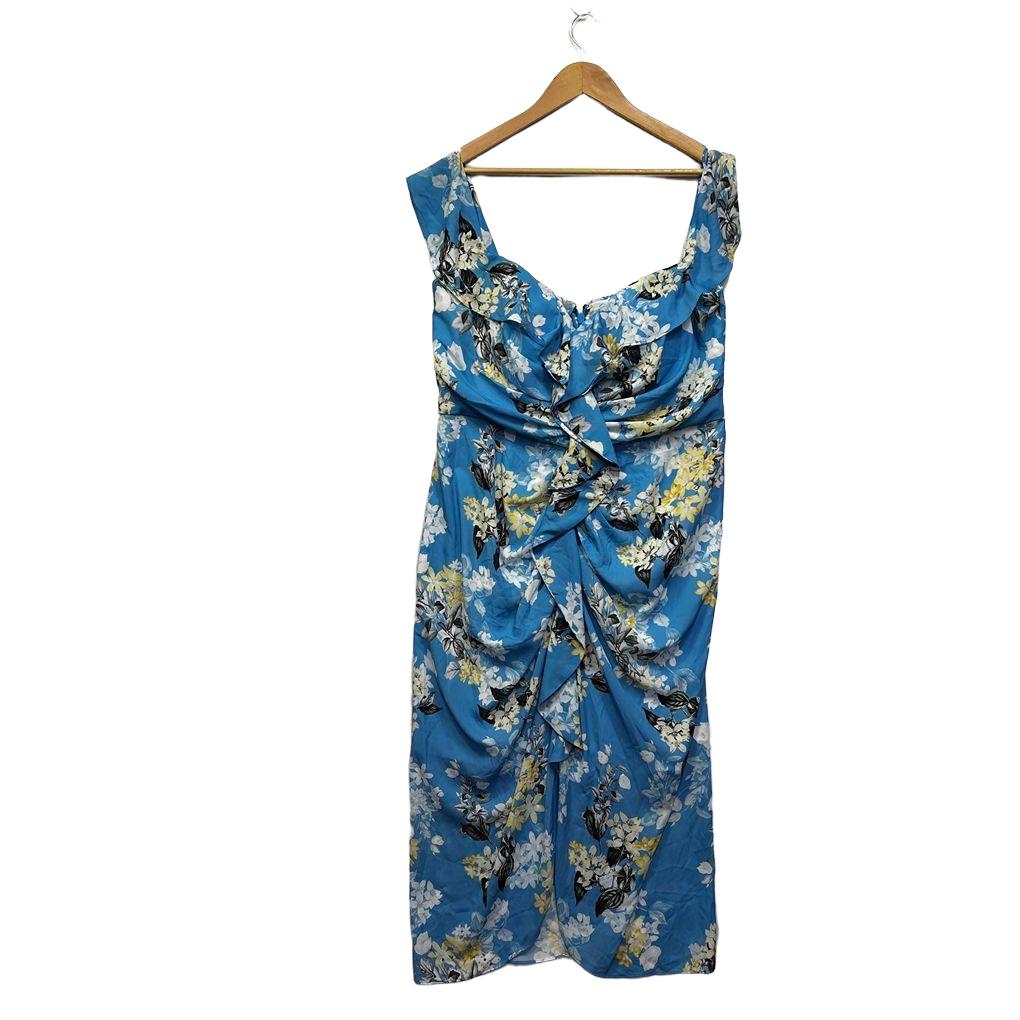 City Chic Blue Floral Plus Size Dress - Size S/16