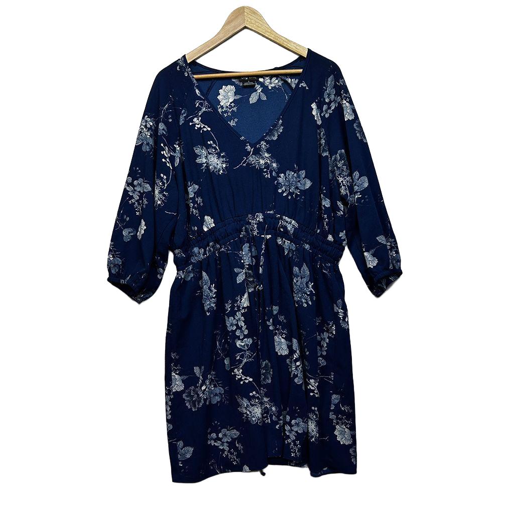City Chic Blue Plus Size Floral Dress - Size S/16