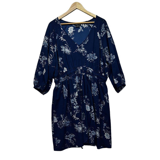 City Chic Blue Plus Size Floral Dress - Size S/16