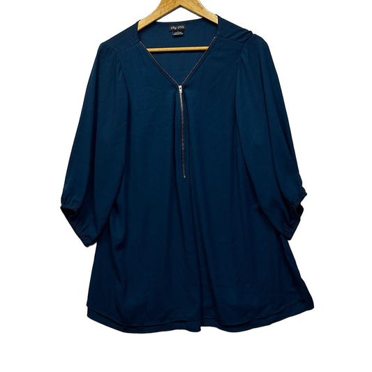 City Chic Blue Plus Size Top - Size L/20