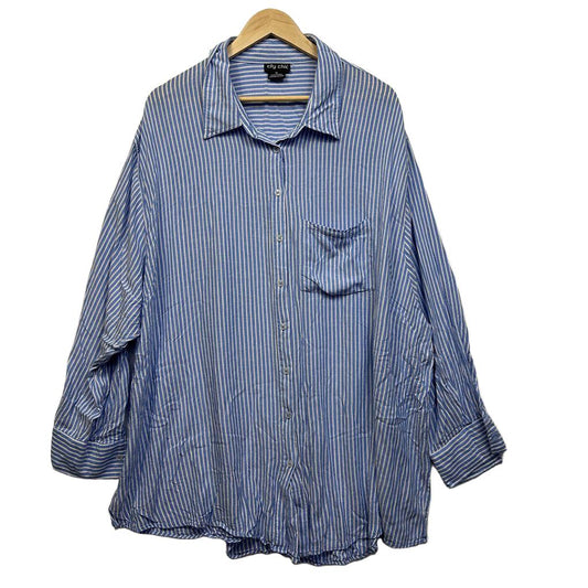 City Chic Blue Striped Shirt - Size 22/XL