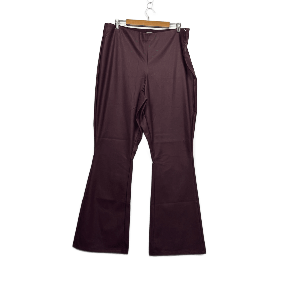 City Chic Burgundy Plus Size Faux Leather Flared Pants - Size 22