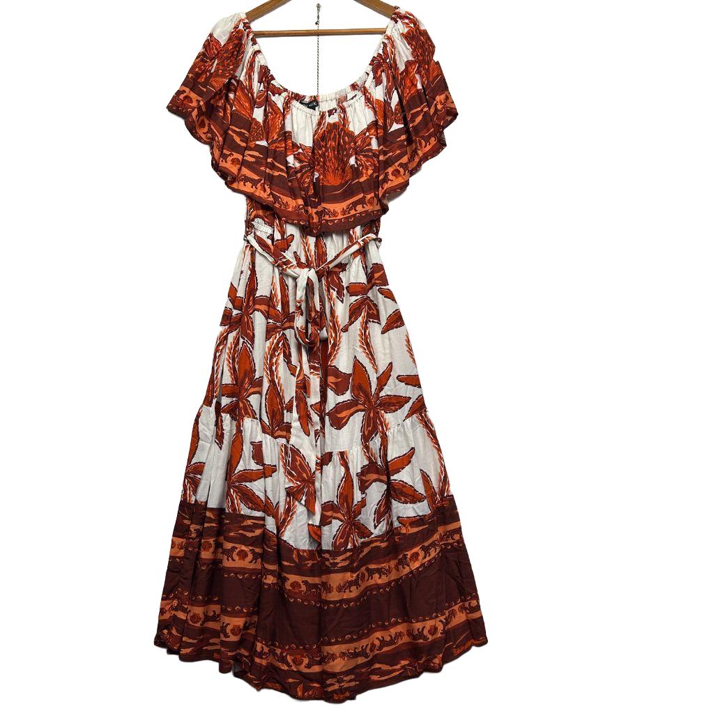 City Chic Cream Floral Maxi Dress - Size 22/XL