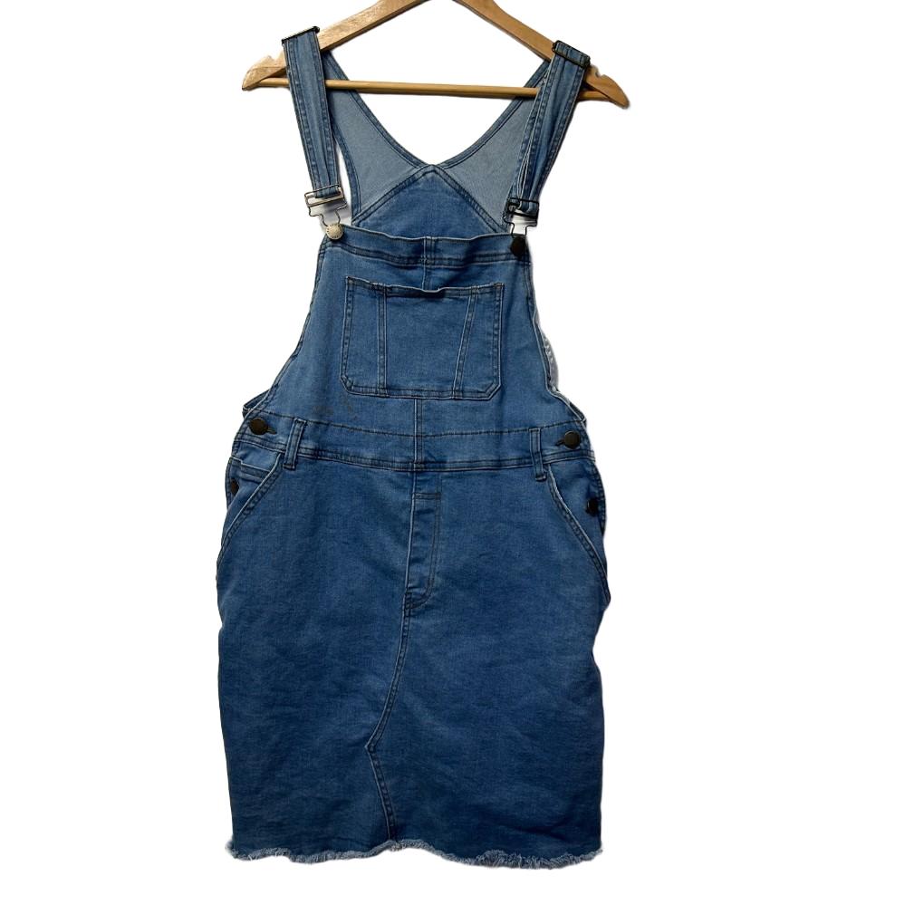 City Chic Denim Pinafore Dress - Size S/16