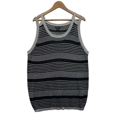 City Chic Grey Metallic Knit Sleeveless Top - Size 22/XL