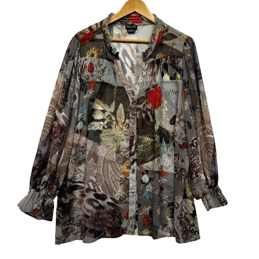 City Chic Multicoloured Floral Print Shirt - Size 22/XL