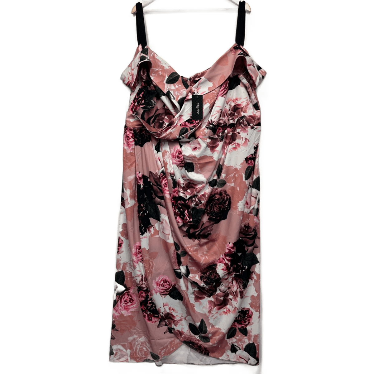 City Chic Pink Floral Plus Size Off Shoulder Maxi Dress - Size XXL/22-24