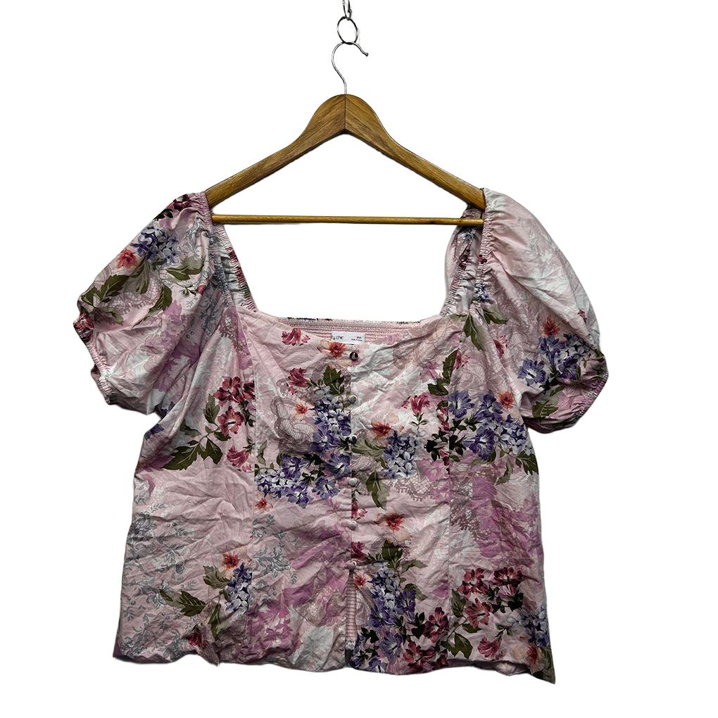 City Chic Pink Plus Size Cotton Top - Size L/20