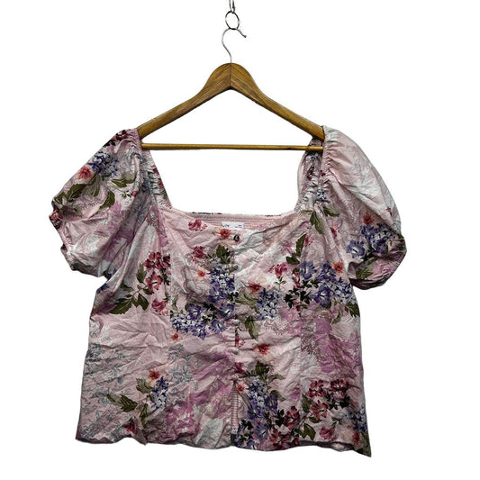 City Chic Pink Plus Size Cotton Top - Size L/20