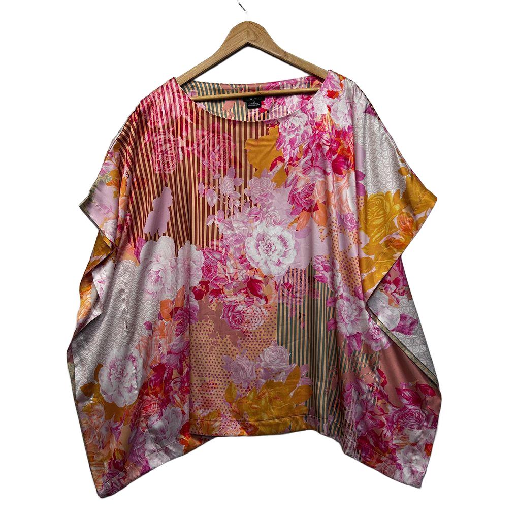 City Chic Pink Plus Size Floral Top - Size M/18