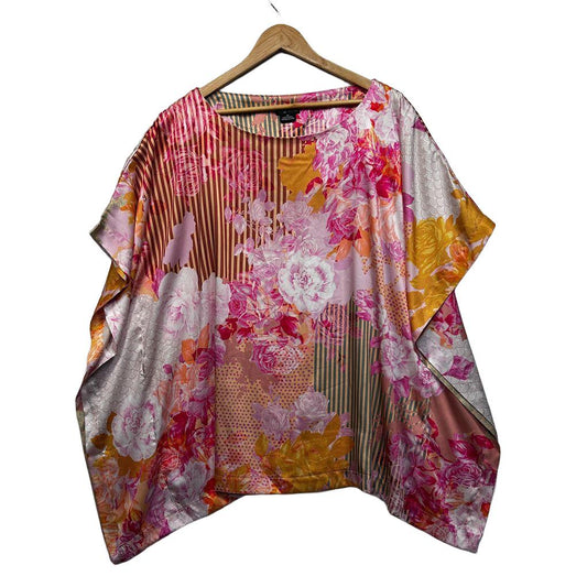 City Chic Pink Plus Size Floral Top - Size M/18