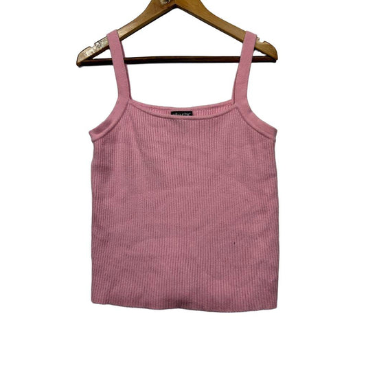 City Chic Pink Ribbed Tank - Size XS