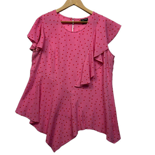 City Chic Pink Spot Top - Size 14/XS