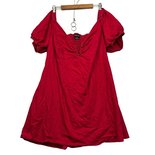 City Chic Red Linen Dress - Size 22/XL