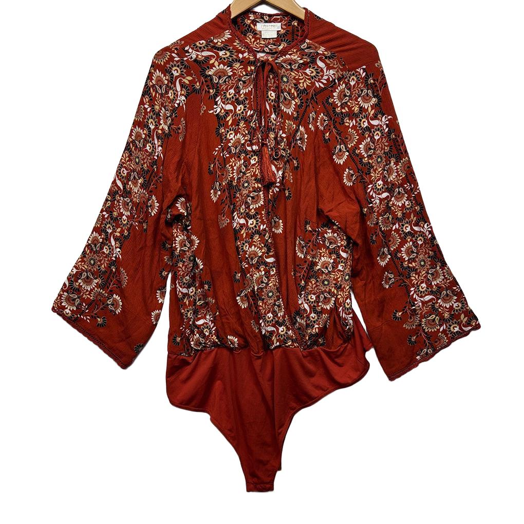 City Chic Rust Print Top Bodysuit - Size 20/L