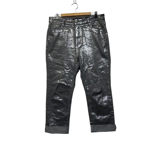City Chic Silver Mid Rise Crop Jeans - Size 14
