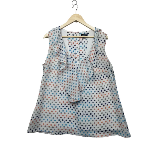 City Chic White Polka Dot Top - Size 16/S