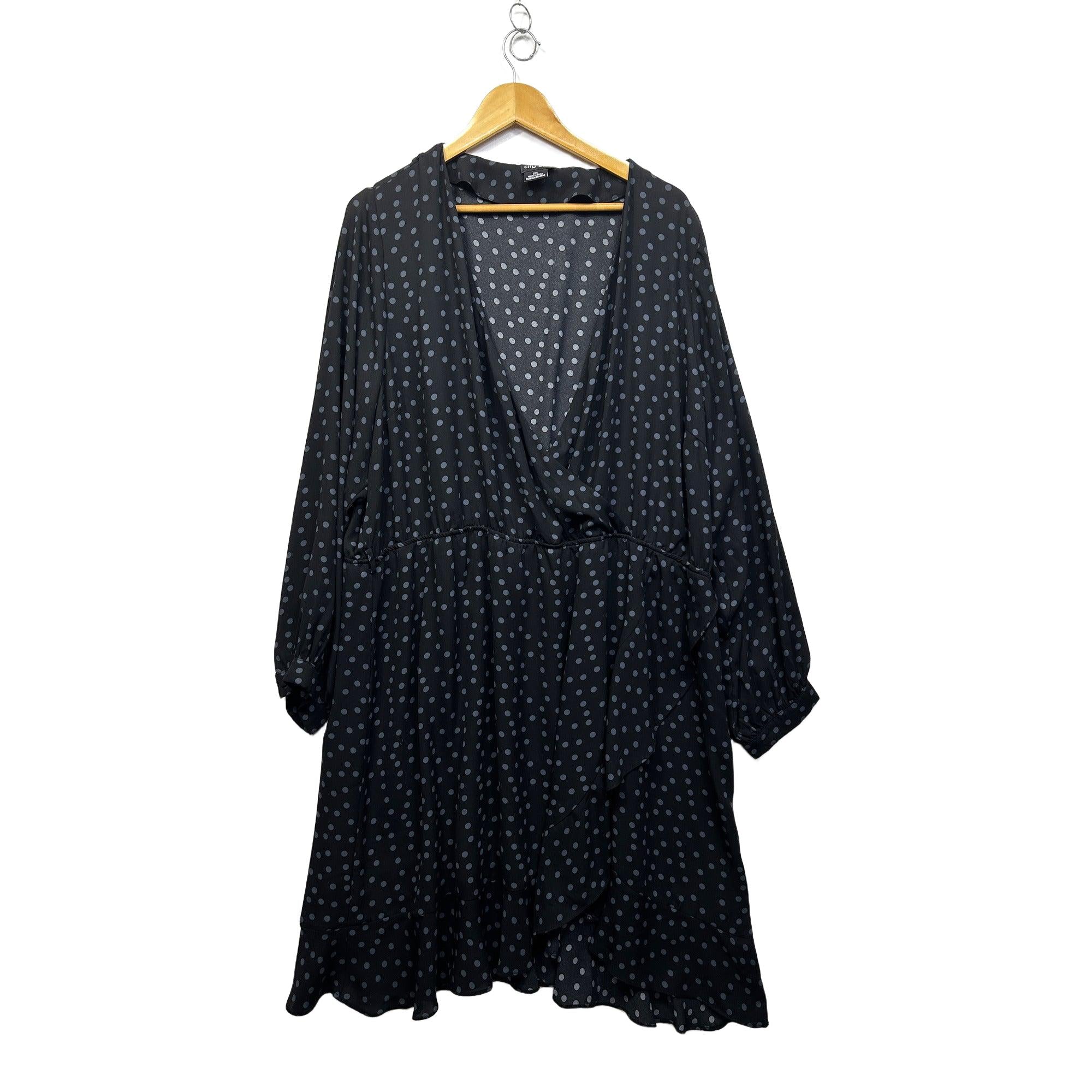 City Chic Black Polka Dot Dress - Size 24/XXL