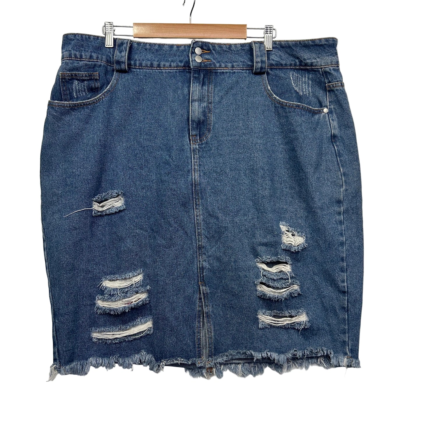 City Chic Blue Cotton Denim Skirt - Size 20/L