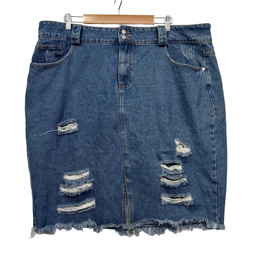City Chic Blue Cotton Denim Skirt - Size 20/L