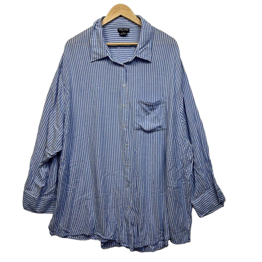 City Chic Blue Striped Shirt - Size 22/XL