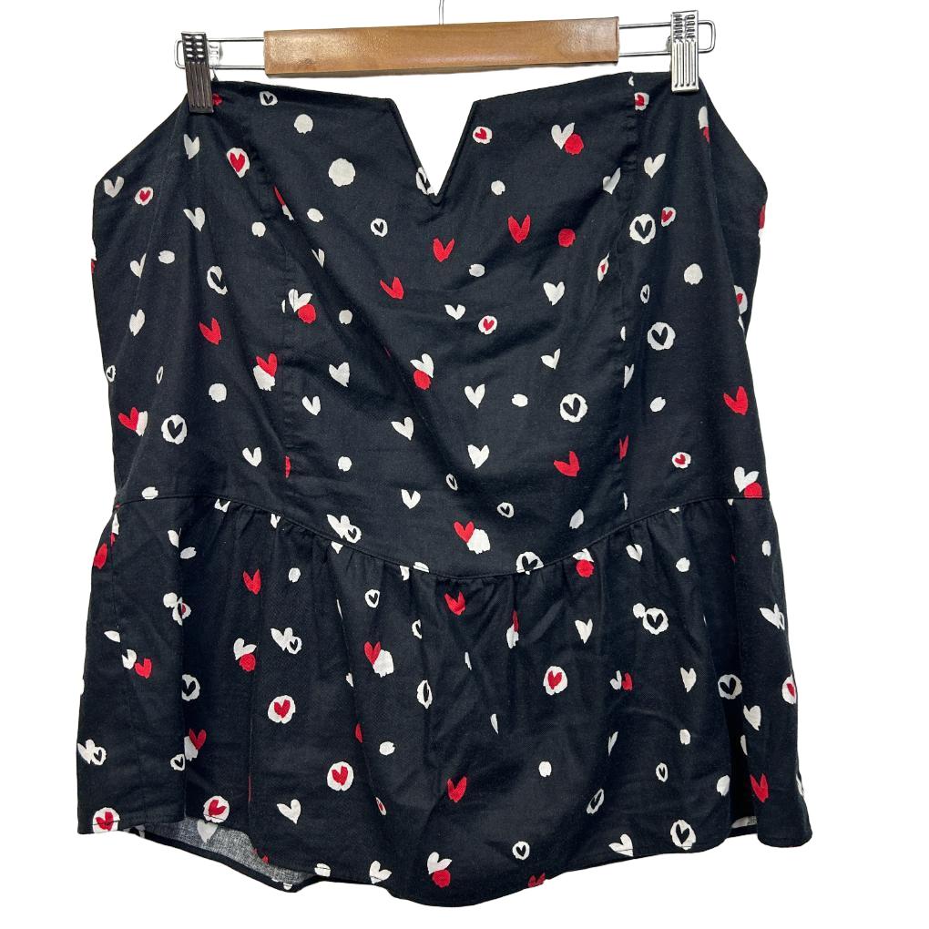 City Chic Black Heart Strapless Top - Size 18/M