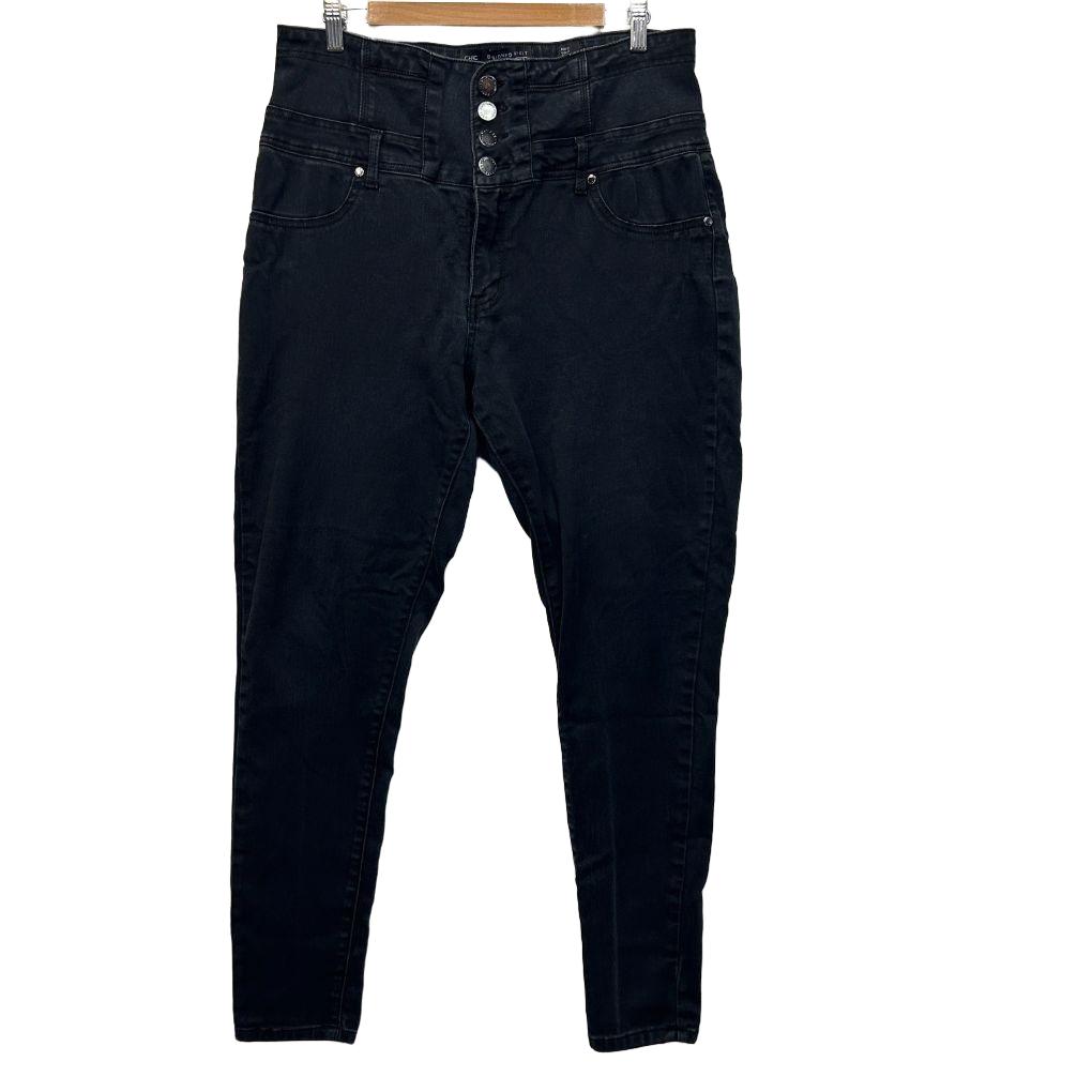 City Chic Black Corset High Rise Harley Jeans - Size 16R
