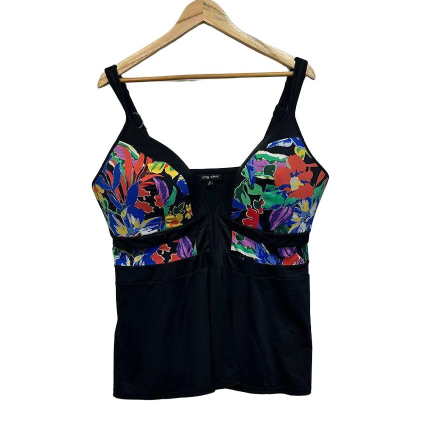 City Chic Black Swim Tankini Top - Size 22/XL